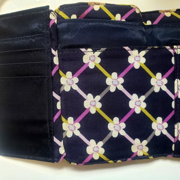 Vera Bradley Floral Wallet Navy Pink Flowers Quilted ID Card Holder Coin Purse - Picture 6 of 6